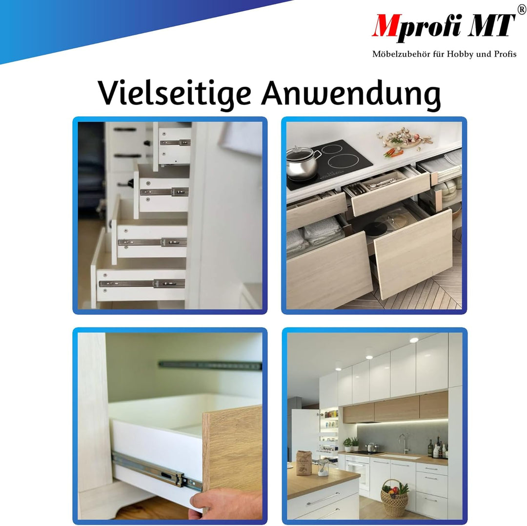 10 X Mprofi MT® (5 Paar) Schubladenschienen-Schubladenauszug-Schienen für Schubladen-Rollenauszug-Ku