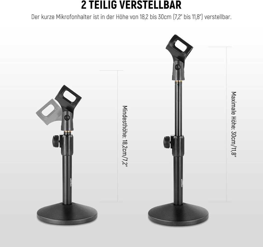 NEEWER Tisch Mikrofon Ständer, verstellbare Tischhalterung mit 3/8" bis 5/8" Schraubenadapter, kompa