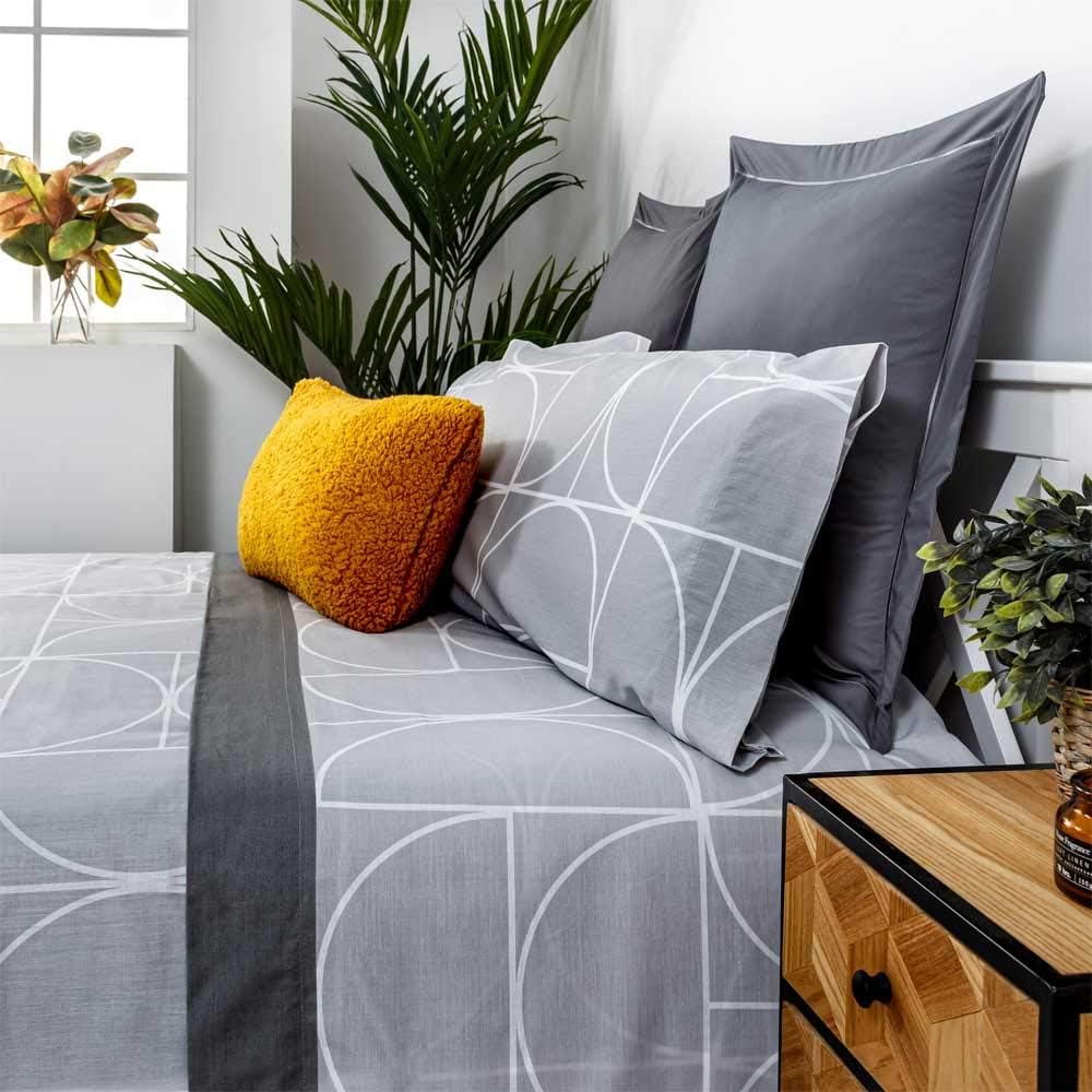 COTTON ARTean Bettwäsche-Set Maison, 105 x 190/200 cm. Cama 105 X 190/200 Grau/Weiss, Cama 105 X 190