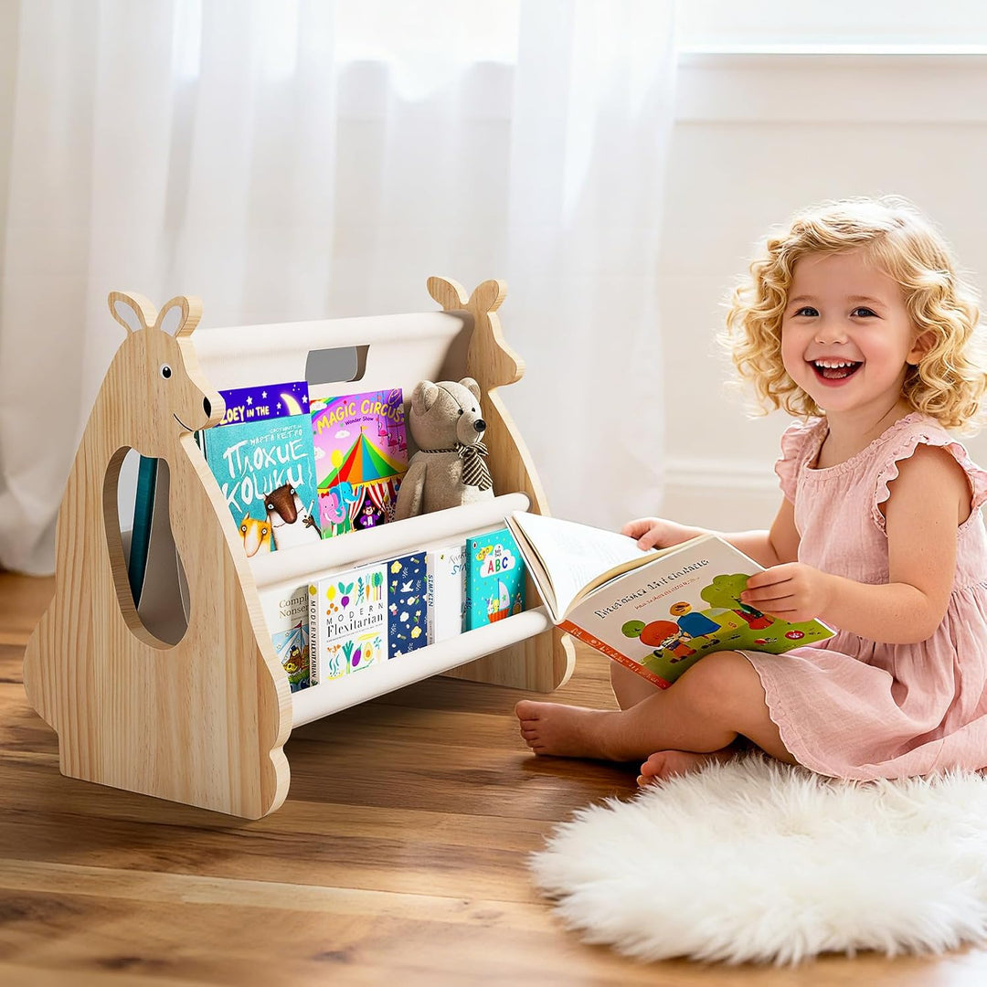 Kinder Bücherregal aus Holz - Montessori Regal für Kinderzimmer l Kinderzimmer Möbel, Buch-Organizer