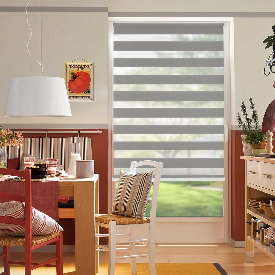 SBARTAR Doppelrollo schnurlos Klemmfix Rollos für Fenster ohne Bohren & zum Bohren, Hellgrau 75x120c