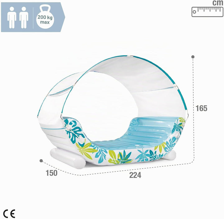 Intex 56294EU - Aufblasbare Lounge-Luftmatratze Tropical mit abnehmbarem Sonnenschutz, PVC, Blau, 22