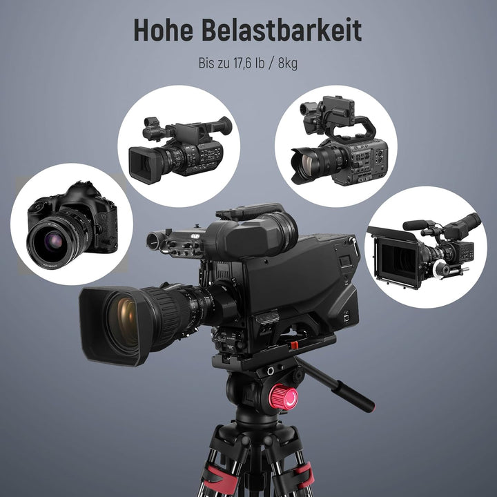 NEEWER 200cm Videostativ, Robustes Kamerastativ aus Aluminiumlegierung mit 360° Fluidkopf, Schnellwe