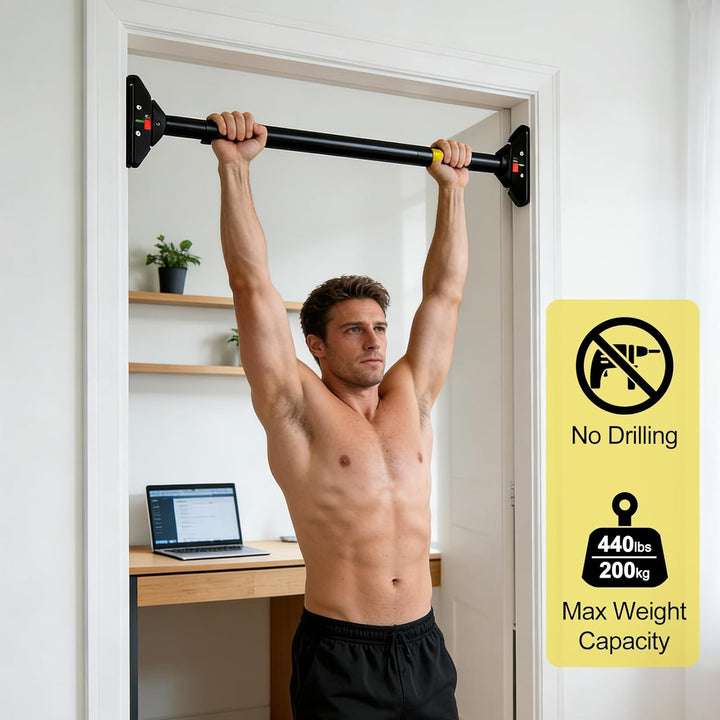 Klimmzugstange Türrahmen Ohne Bohren, Türreck Verstellbar 75–94 cm, Pull Up Bar bis 200 kg Tragkraft