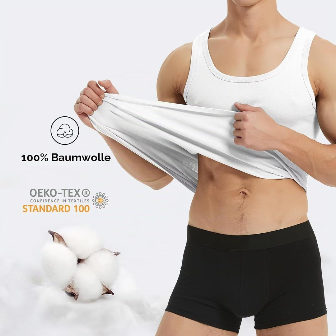 Unterhemd Herren 3/5er Pack 100% Baumwolle Tank Top Feinripp, S 5*wei&amp;