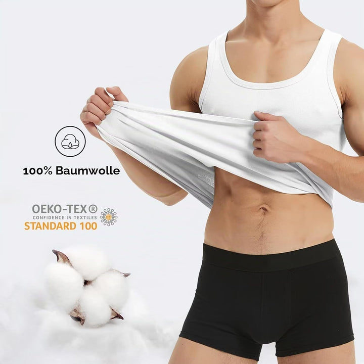 Unterhemd Herren 3/5er Pack 100% Baumwolle Tank Top Feinripp, S 5*wei&amp;
