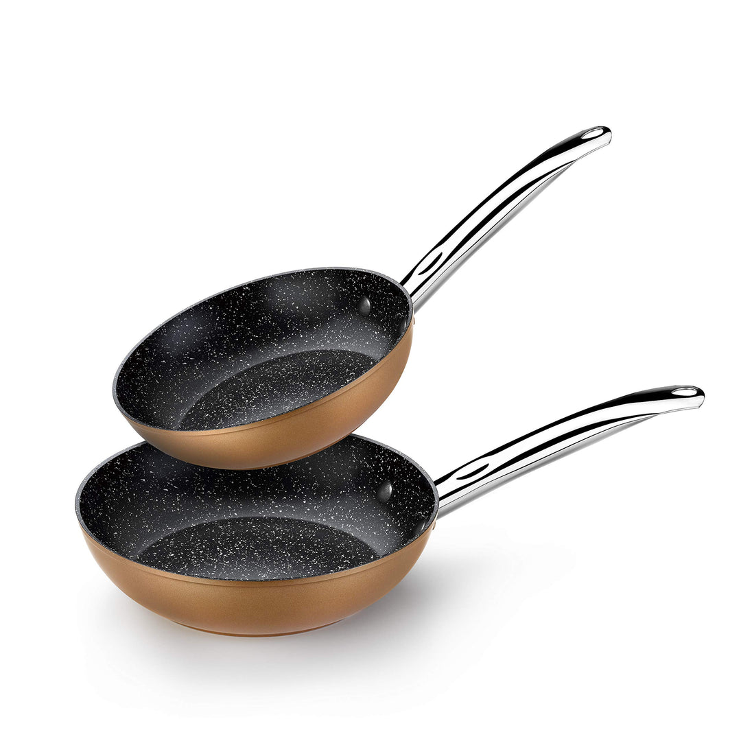 Monix Copper - Set mit 2 Pfannen, Kupfereffekt, 20-24 cm, geschmiedetes Aluminium, antihaftbeschicht