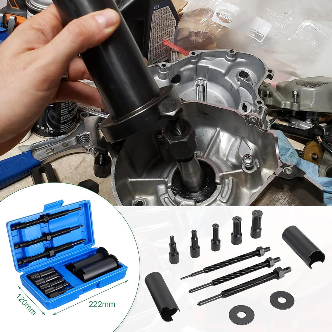 12PCS Motorcycle Inner Bearing Puller Kit, 5 Collets 9-23mm, Blind Hole Bearing Removal Tool Set wit