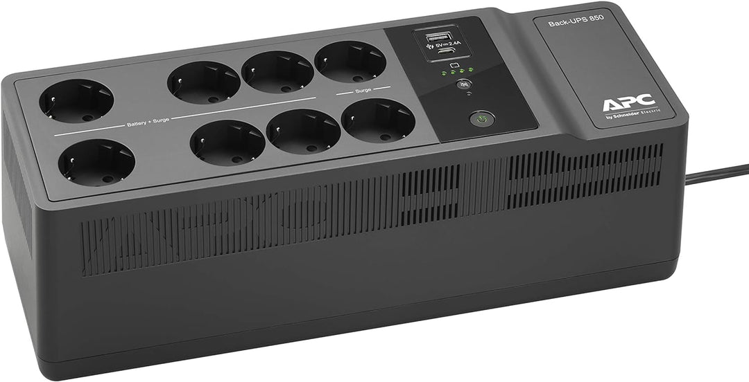 APC by Schneider Electric Back-UPS ES - BE850G2-SP 650VA mit 8 Schuko-Steckdosen und USB A und C Lad