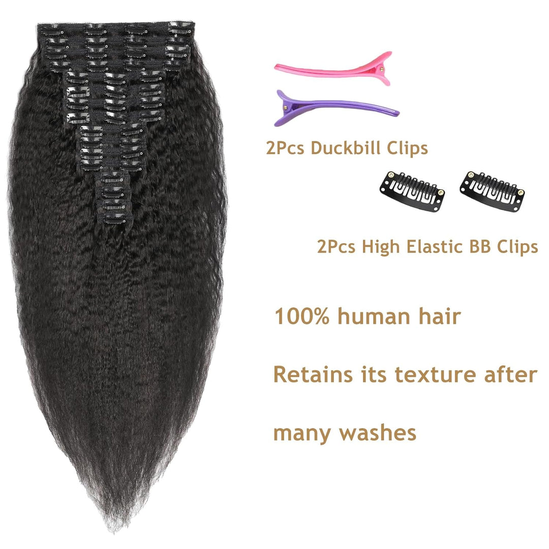 Kinky Straight Clip in Extensions Echthaar.16 Teile 240 g.Invisible Echthaar Perücke Extensions Clip