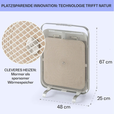 KLARSTEIN HeatPal – Elektroheizung, extra flach, Infrarotheizung, Heizpanel, 1300 W, bis zu 30 m², W