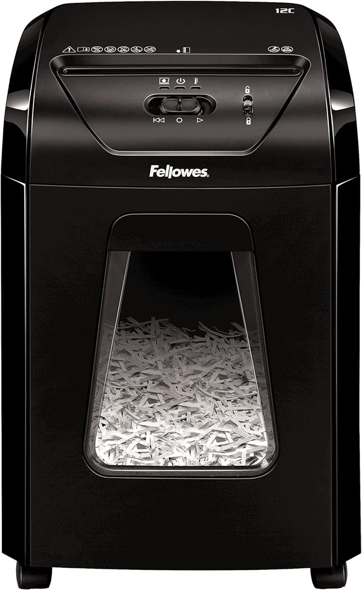 Fellowes Aktenvernichter Powershred 12C, 12 Blatt 4x40mm Partikelschnitt (P-4), mit Sicherheitssperr