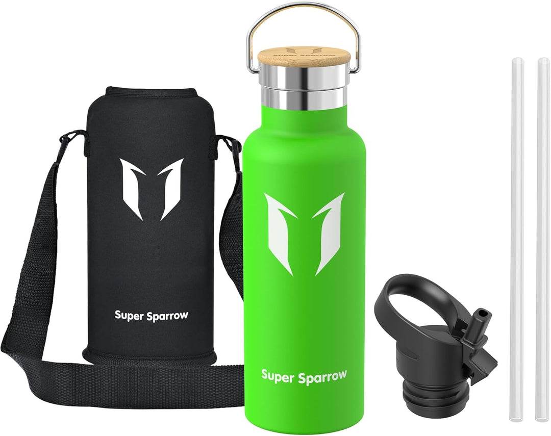 Super Sparrow Trinkflasche Edelstahl - 350ml, 500ml, 620ml, 750ml, 1L - Auslaufsicher Thermoskanne,