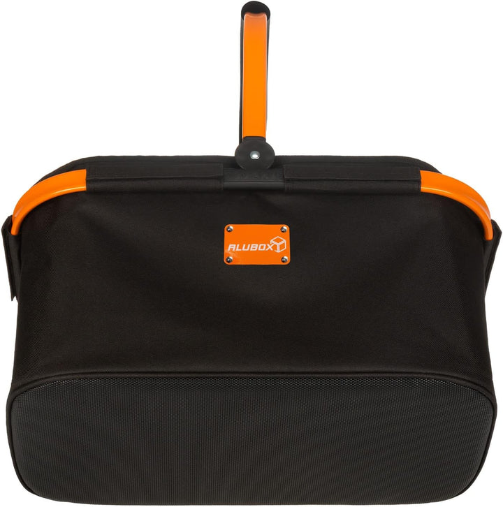 ALUBOX Einkaufskorb 25 Liter BLACK EDITION - Polyester schwarz, Rahmen Aluminium orange