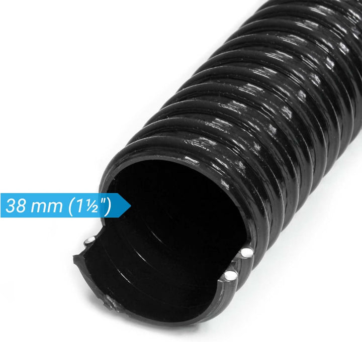 Wiltec 25m Teichschlauch Spiralschlauch 38 mm (1 1/2") schwarz