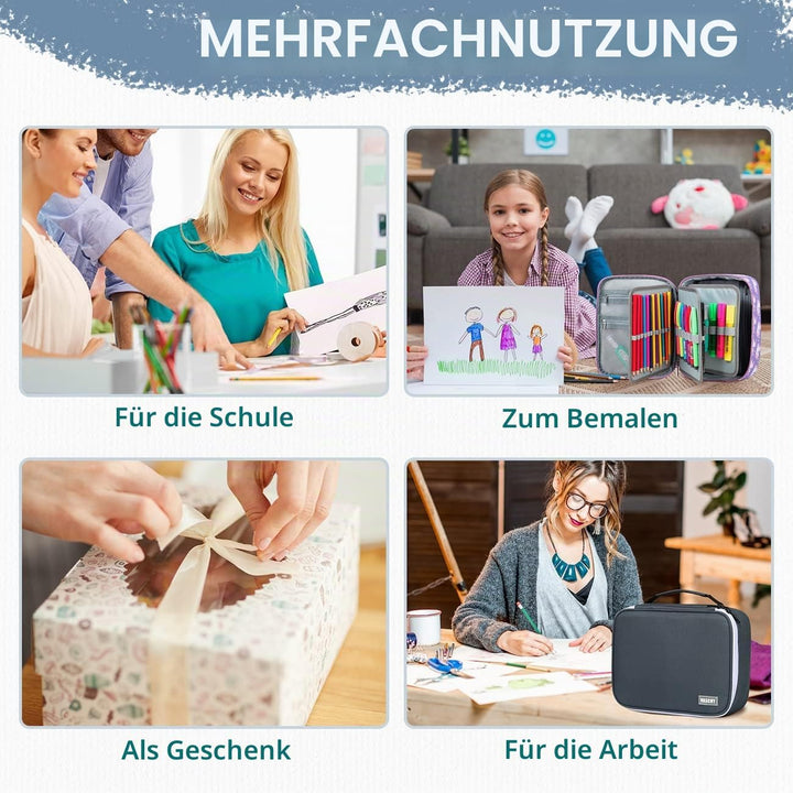 VASCHY Grosse Federmäppchen, Multi Fächer Mäppchen Organizer 72 Stück Etui Schule Federmappe Federta