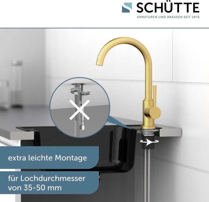 SCHÜTTE 79167 Küchenarmatur Cornwall, 360 Grad schwenkbarer Wasserhahn Küche, Mischbatterie für die