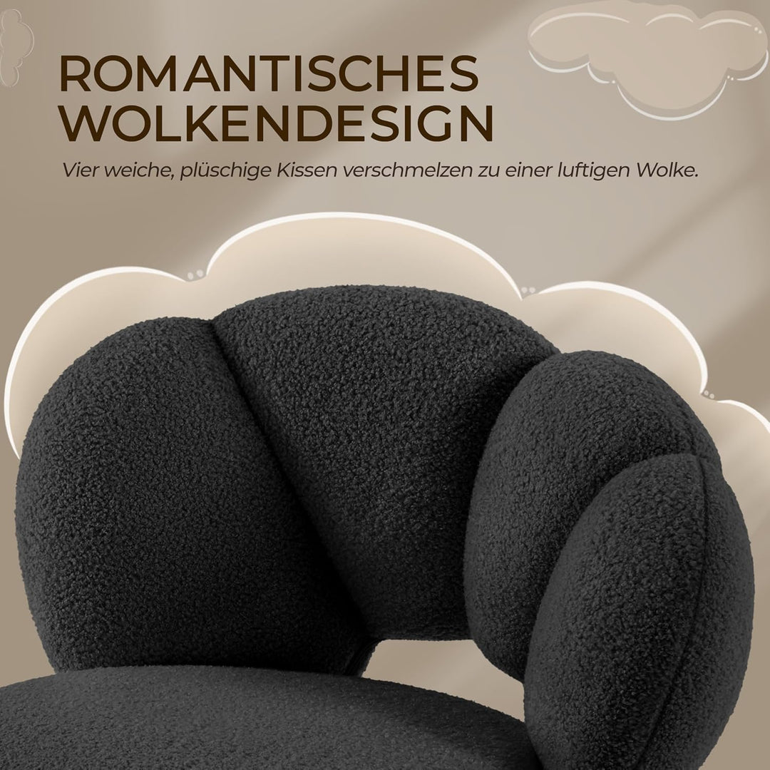 Yaheetech Schreibtischstuhl Bürostuhl Ergonomisch Bürosessel in Wolkenform Schminktischstuhl bis 136