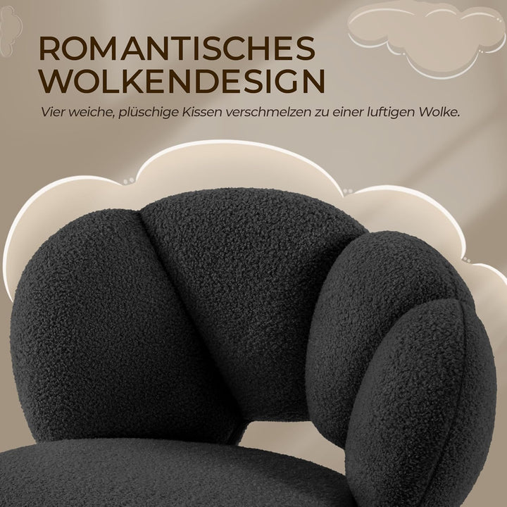 Yaheetech Schreibtischstuhl Bürostuhl Ergonomisch Bürosessel in Wolkenform Schminktischstuhl bis 136