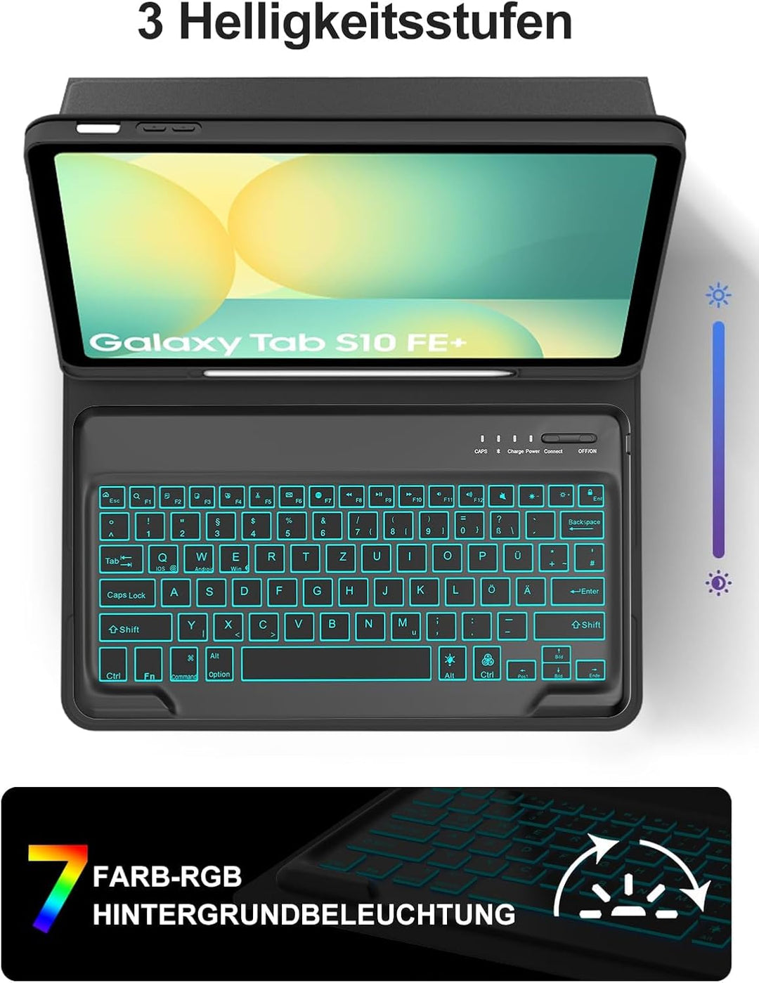 JADEMALL Schutzhülle mit Deutscher Tastatur für Samsung Galaxy Tab S10 FE Plus 13,1 Zoll (2025) - Bl