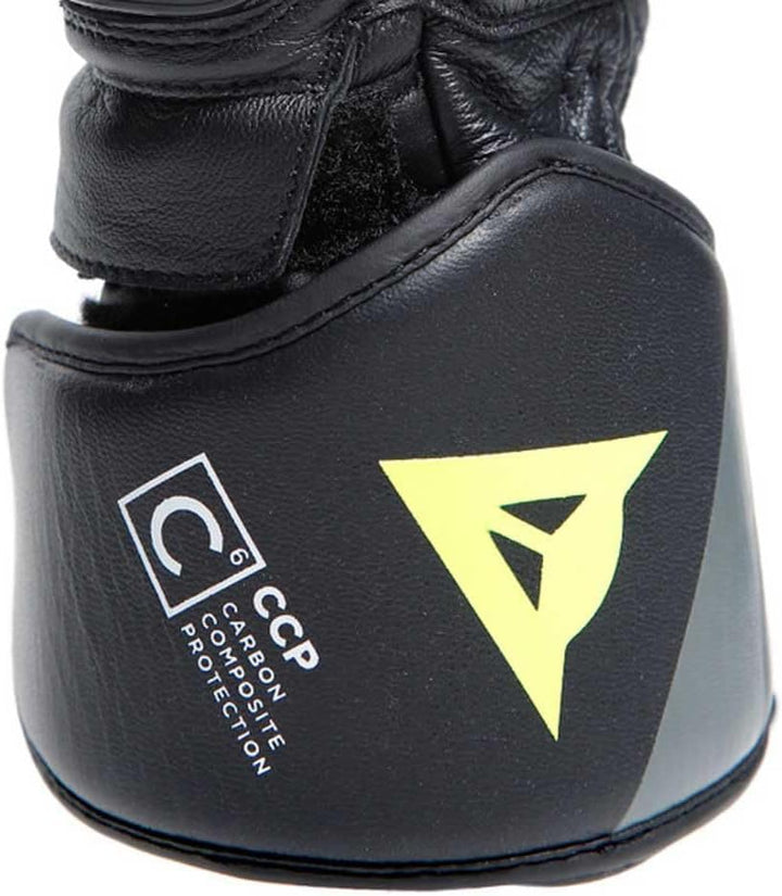 Dainese Druid 4 Gloves Motorradhandschuhe Sport Racing Handschuhe Leder, BLACK/CHARCOAL-GRAY/FLUO, M