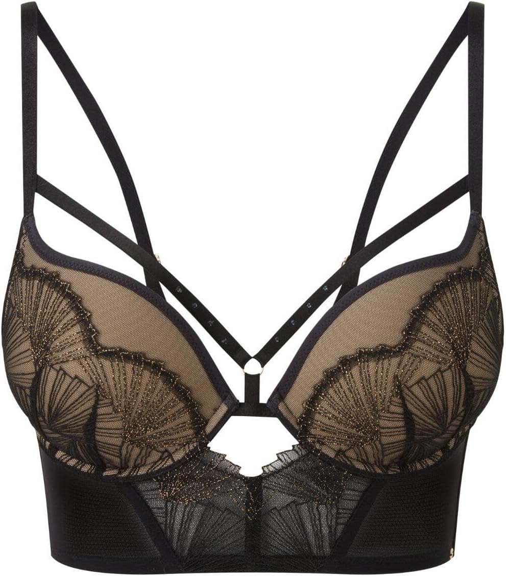 Gossard Damen VIP Captivate Gepolsterter Plunge-BH 65D Schwarz / Bronze, 65D Schwarz / Bronze
