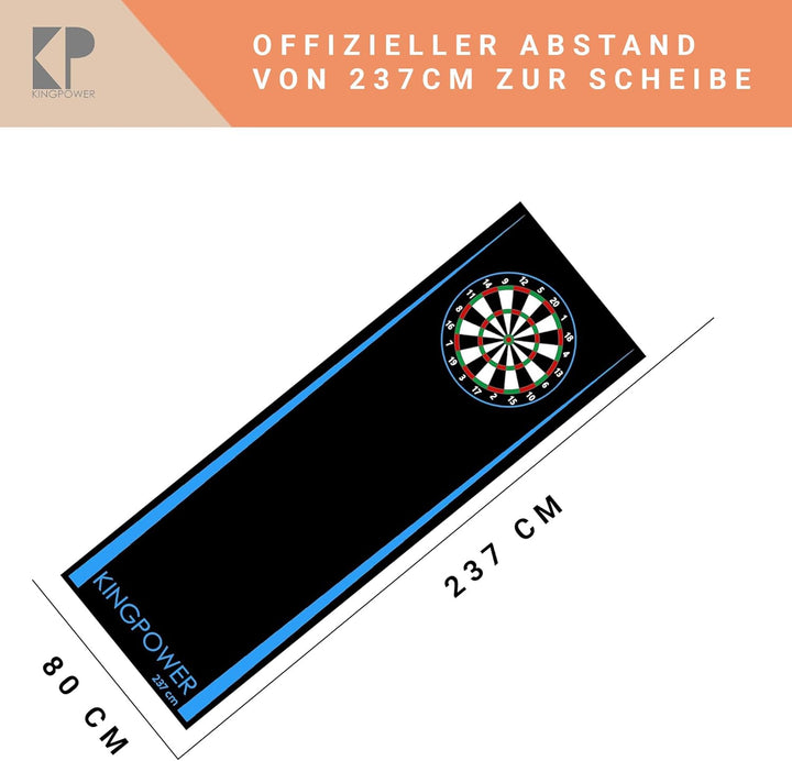 Kingpower Dartteppich mit Abwurflinie, Dart Zubehör mit Motiv, Dartmatte mit Oche, pflegeleichter Te