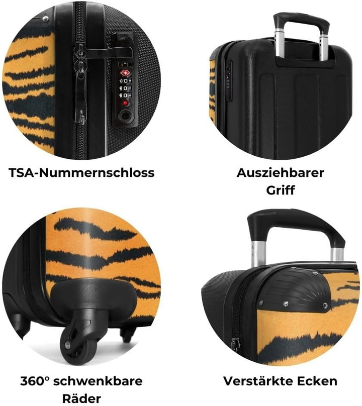 NoBoringSuitcases.com® Koffer Handgepäck Trolley Rollkoffer Kleine Reisekoffer mit 4 Rollen - Tigerd
