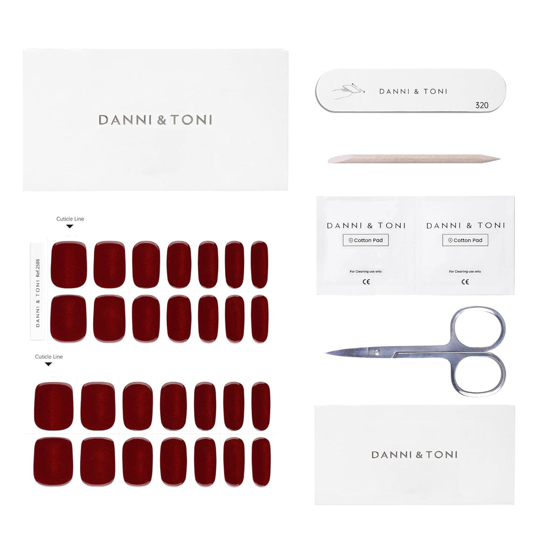 DANNI &amp; TONI Halb ausgehärtete Gel Nagelfolien (Garnet Gaze) scarlet Katzenauge Glänzend Nagelset uv