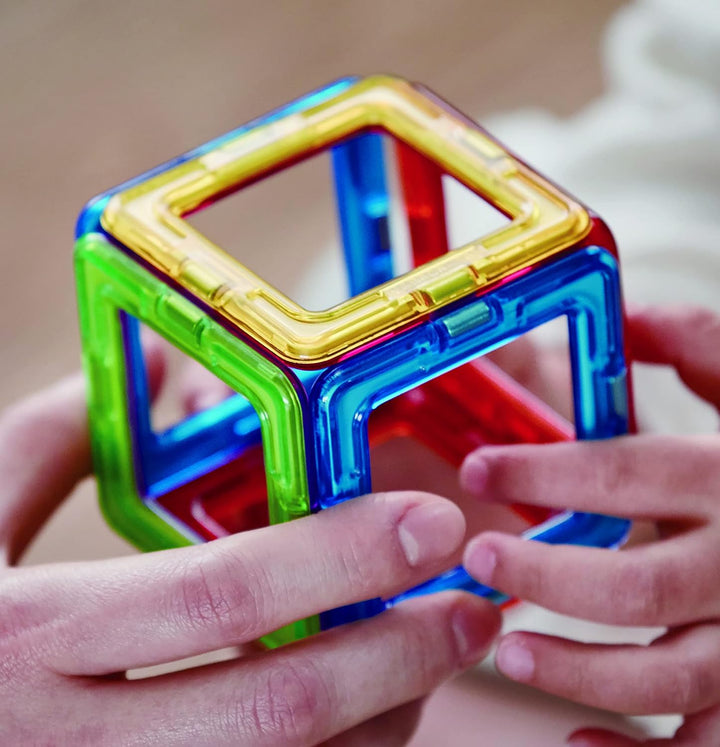 Magformers 14-piece Magnetic Construction Tiles Toy. STEM Teaching Resource. With 6 Squares and 8 Tr