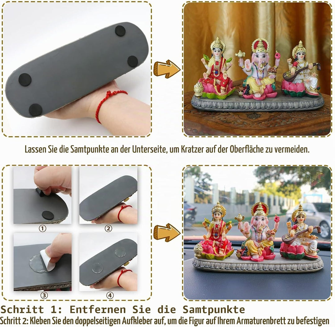 Indien Laxmi Ganesh Saraswati Statue – 9,9 cm H indischer Gott Lakshmi Ganesha Saraswati Idol Figur