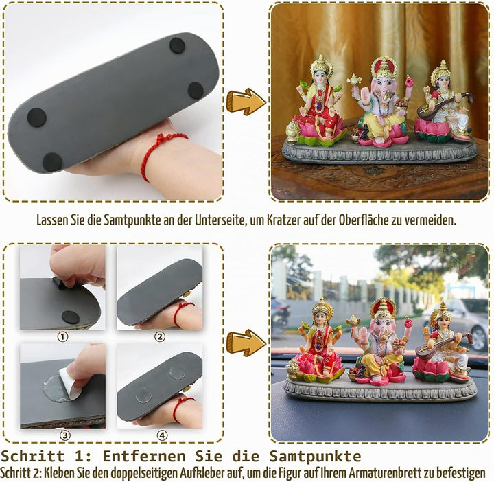 Indien Laxmi Ganesh Saraswati Statue – 9,9 cm H indischer Gott Lakshmi Ganesha Saraswati Idol Figur