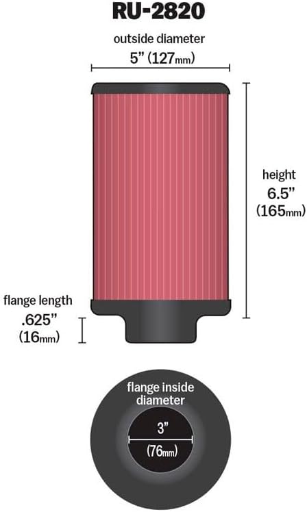 K&N RU-2820 KFZ und Motorrad Gummi Universalluftfilter