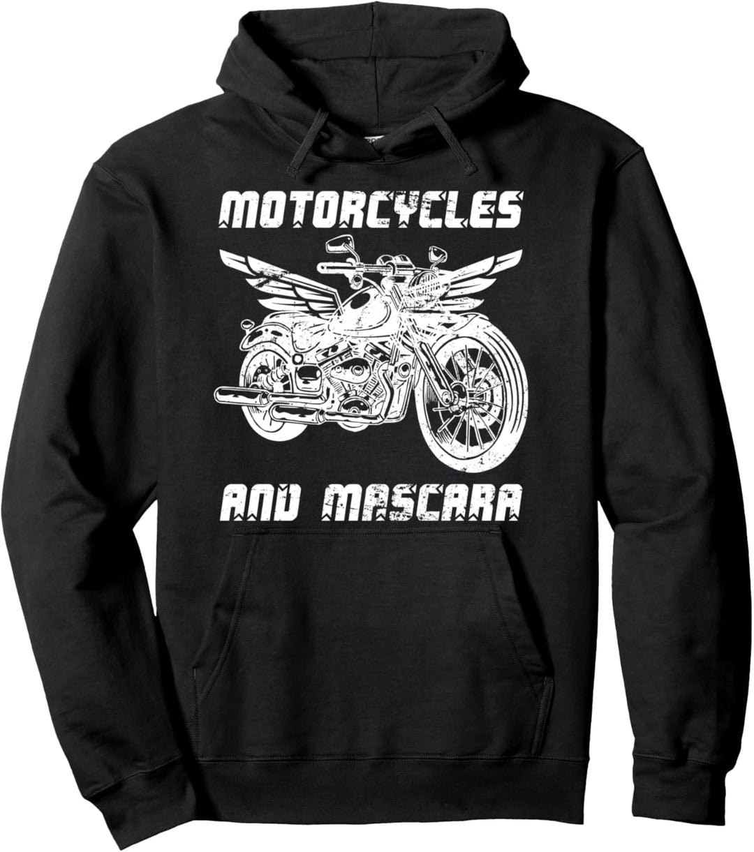 Motorräder und Mascara Lustiges Frauen Geschenk Biker Pullover Hoodie