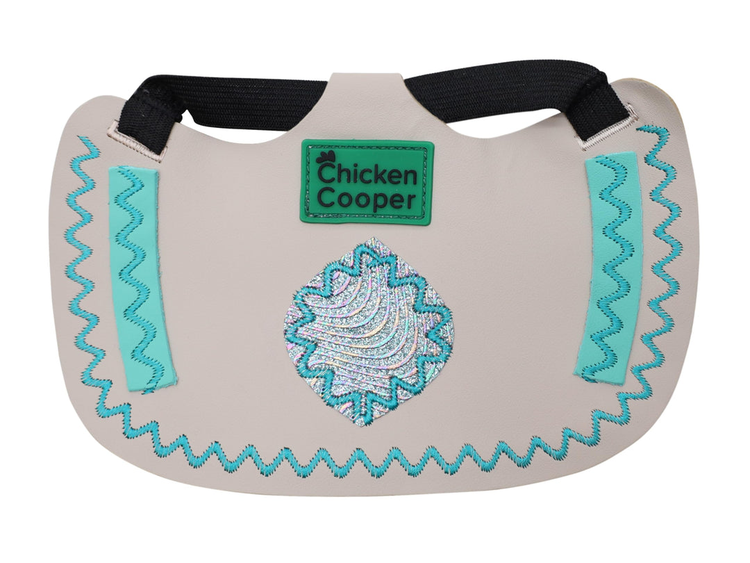 Hühnersattel, Hühnerweste, Federschutz, Geflügel Rückenschutz, Echtleder Handgemacht (1, Cremefarben