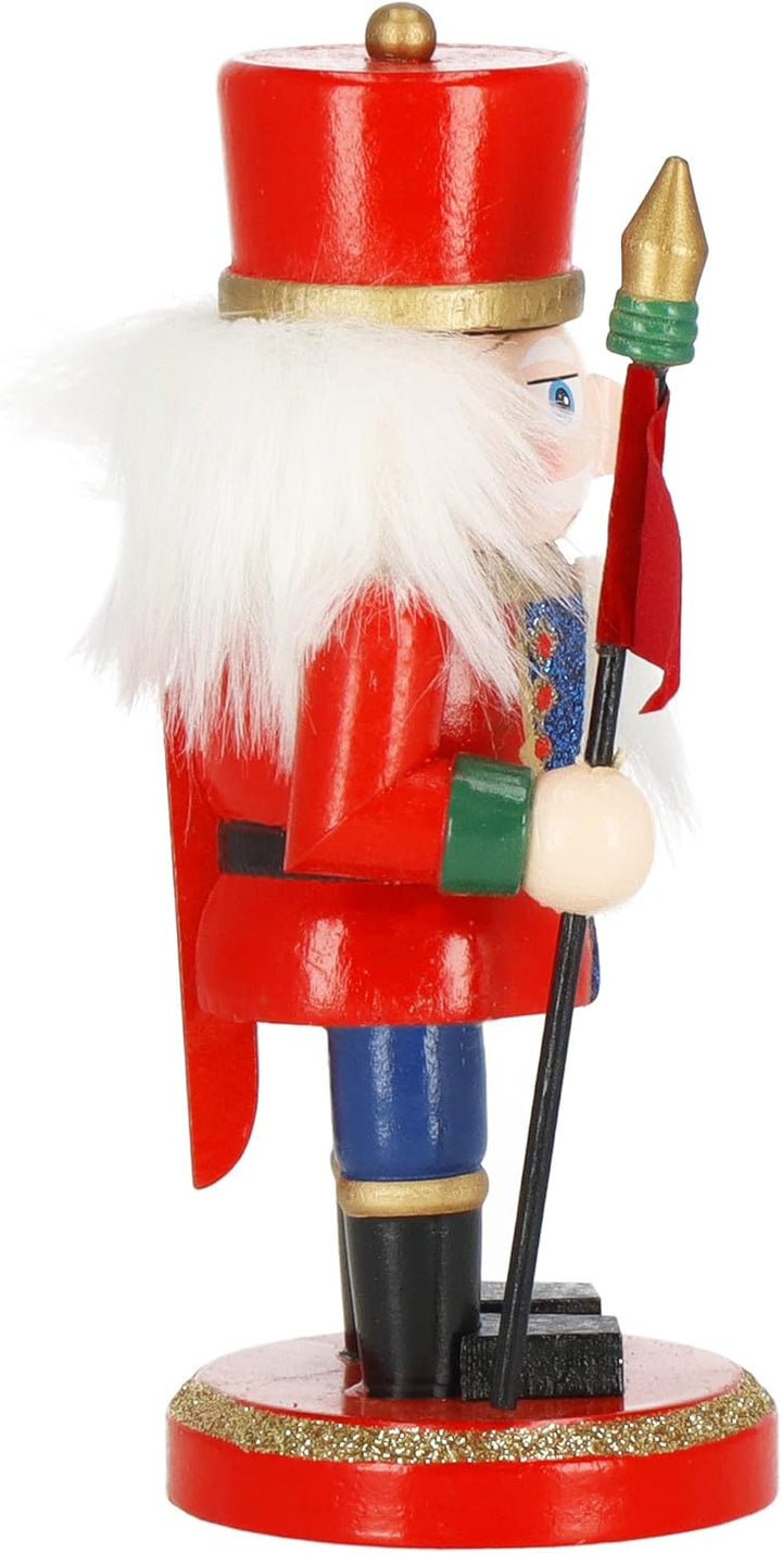 SPRINGOS Dekofigur Nussknacker Soldat mit Fahne 15 cm Weihnachtsdekoration Holzfigur Rot, Soldat Fah