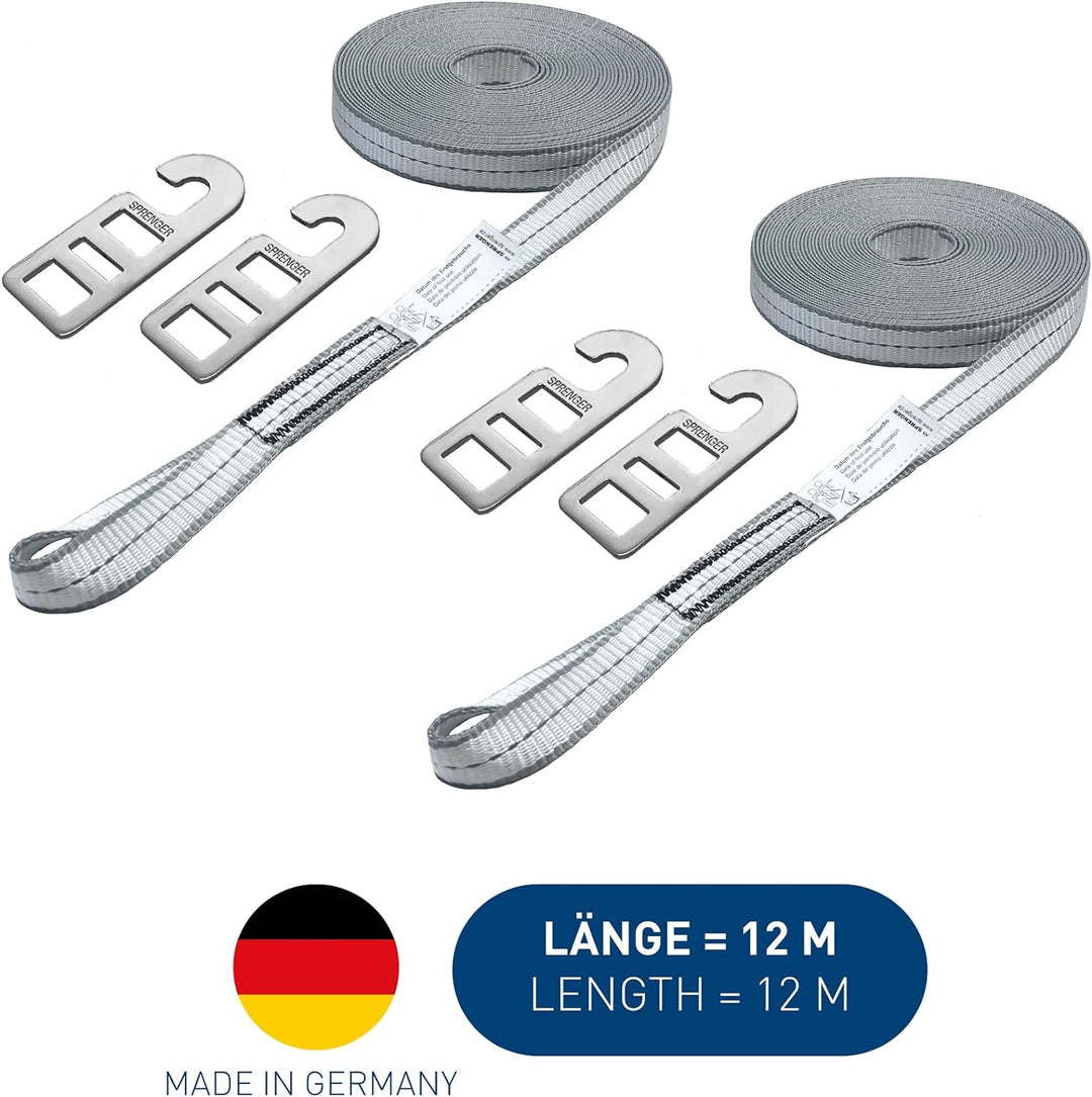 SPRENGER Sicherungsleine mit 3M Reflektorstreifen - 12 m mit Edelstahl Haken - 2er Set