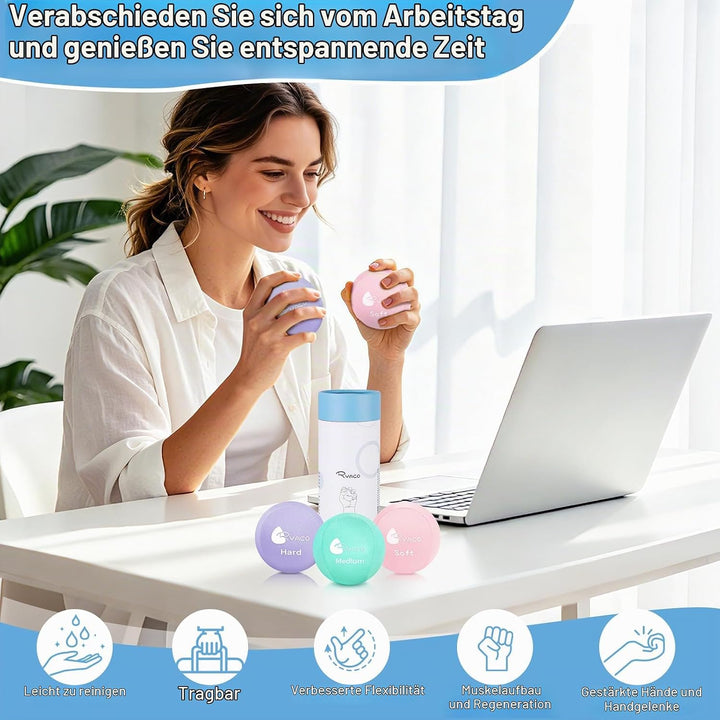 RYACO Handtherapie-Übungs-Stressball-Bundle – 3er-Set – Stressball mit dynamischem Widerstand und Gr