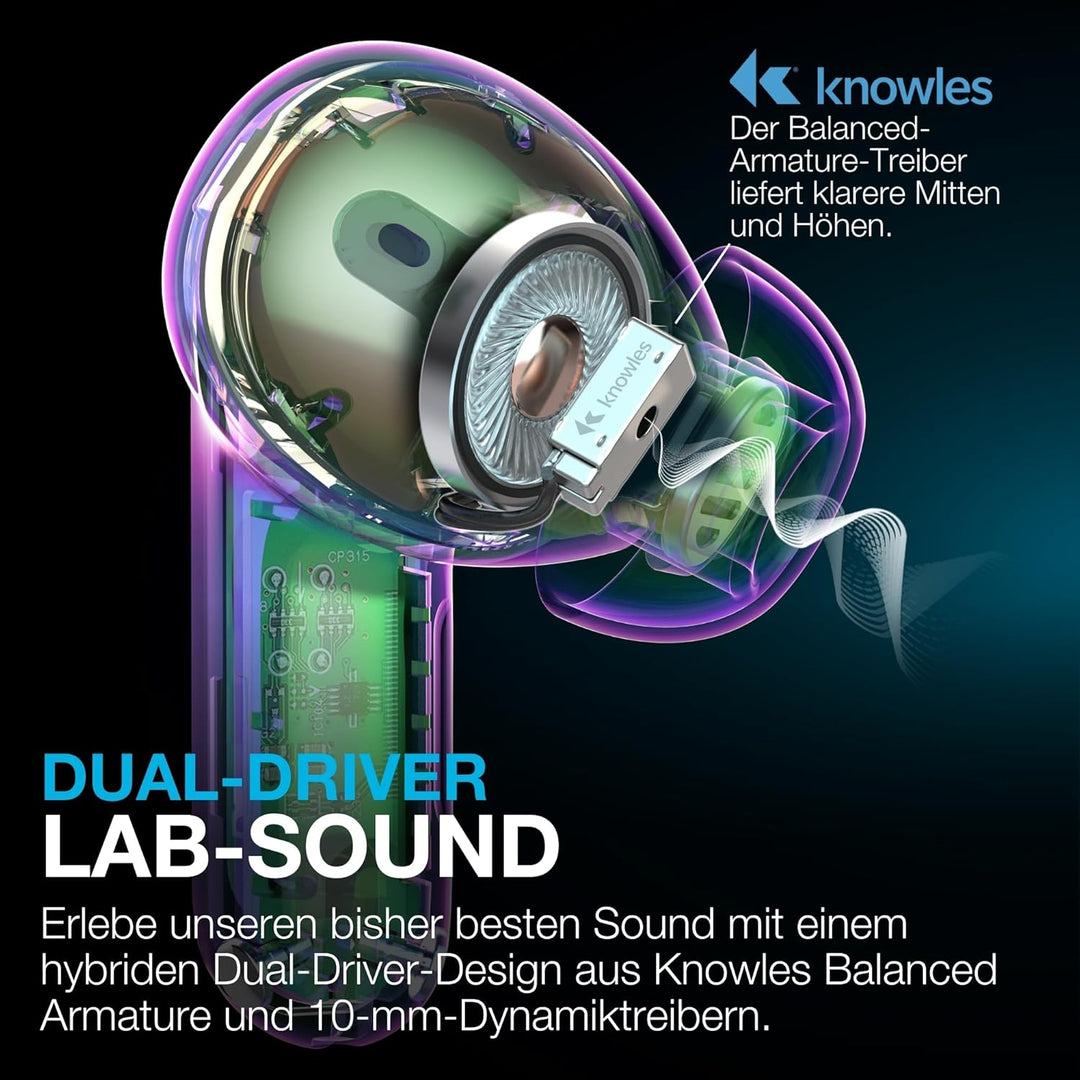 JLab Epic Pods ANC In-Ear Kopfhörer Bluetooth mit Noise Cancelling - Kabellose Earbuds 60+ Std. - Ad