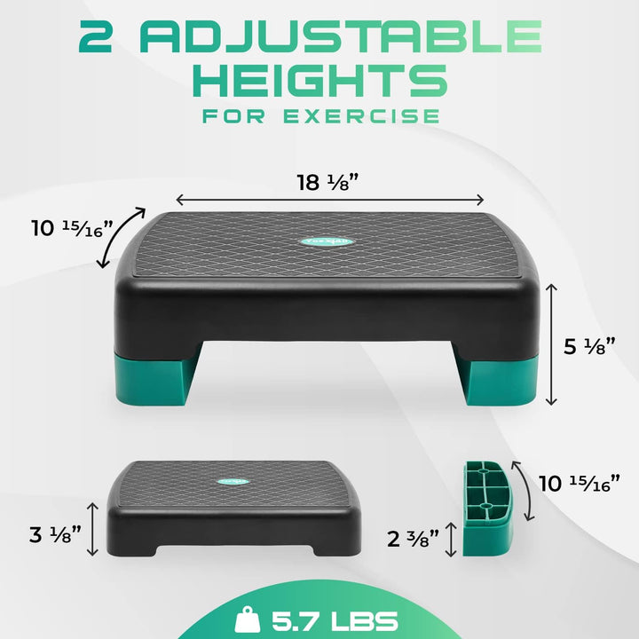 Yes4All Aerobic-Übungsplattform, 45,7 cm mit 10,2 cm 15,2 cm höhenverstellbaren Erhöhungen für Zuhau
