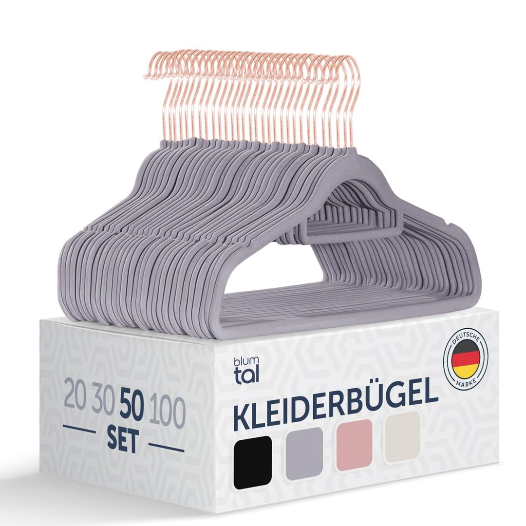 Blumtal Kleiderbügel Samt 50 Stück - Bügel Samt 360° drehbar und belastbar - Bügel Kleider platzspar