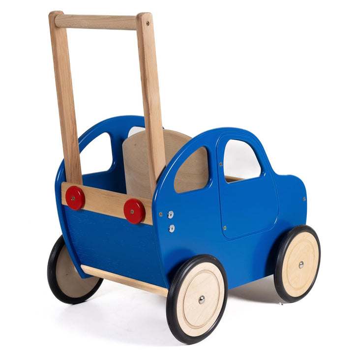 Lauflernwagen Holz Auto Baby Laufwagen Griff höhenverstellbar Farbe Auswahl (Blau), Blau