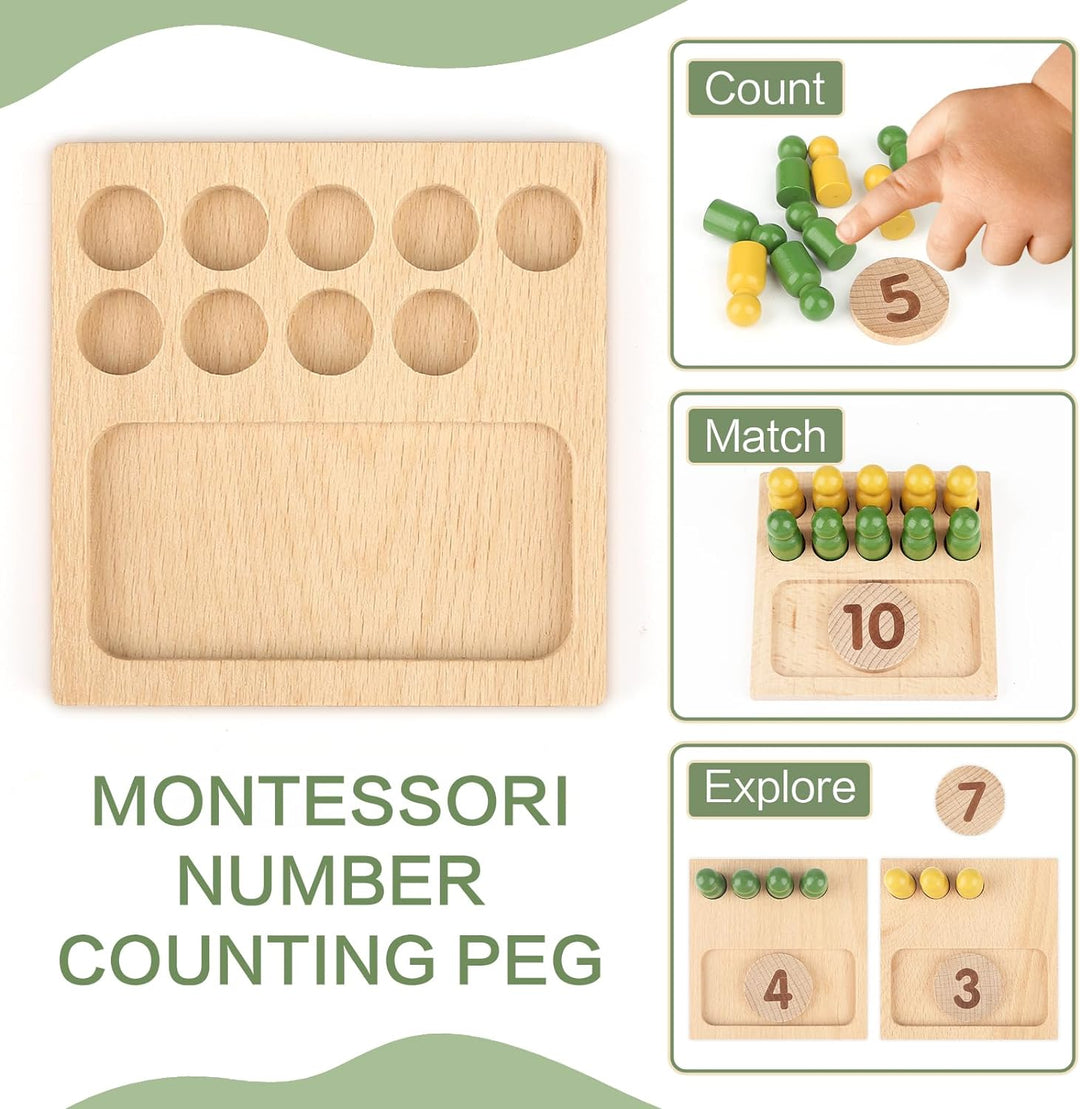 DINORUN Montessori Spielzeug ab 3 4 5 6 Jahre Holzspielzeug Motorikspielzeug Mathe Spielzeug Zahlen