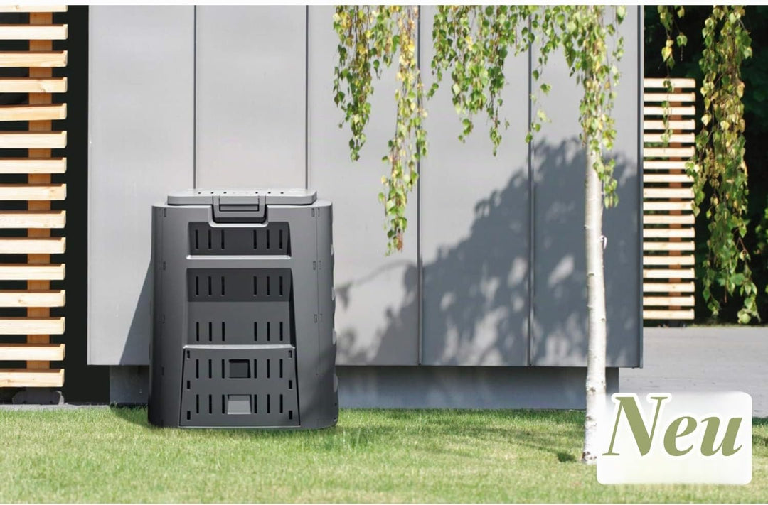 Prosperplast Compogreen Komposter Gartenkomposter mit Abdeckung Schiebeklappe Luftzirkulation (220L)