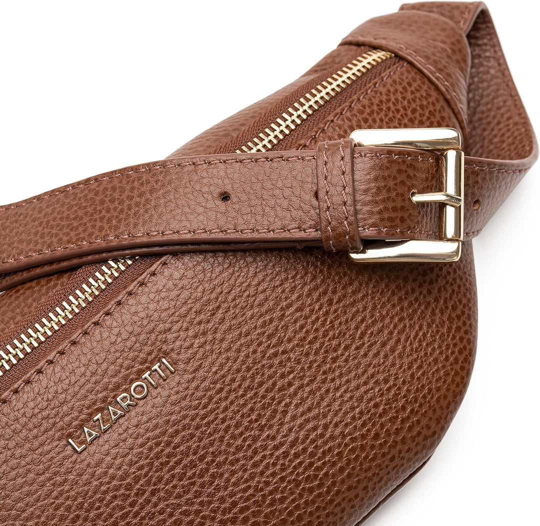 Lazarotti Bologna Leder Gürteltasche Damen | längenverstellbarer Tragegurt | grosse Bauchtasche 31 c