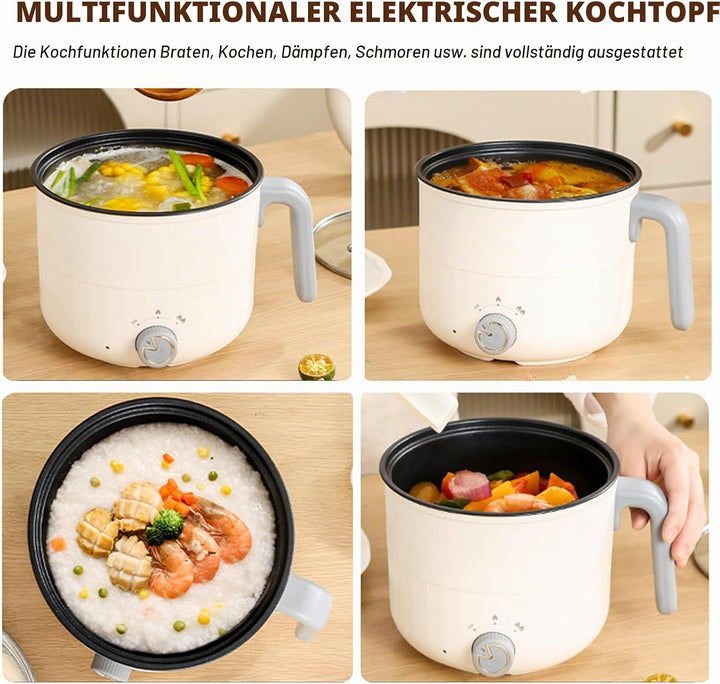 Elektrischer Hot Pot Kochtopf, Elektrische Hot Pot Topf 1,8 L, Elektrischer Kochtopf, Antihaft Mini