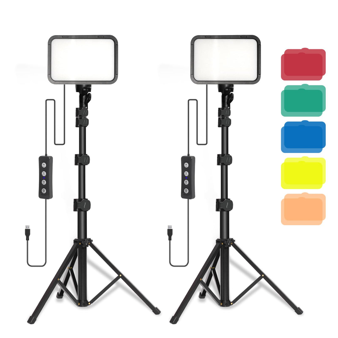Stynice LED Videoleuchte - USB Studio-Beleuchtungsset mit verstellbarem Stativ und Farbfiltern für Y