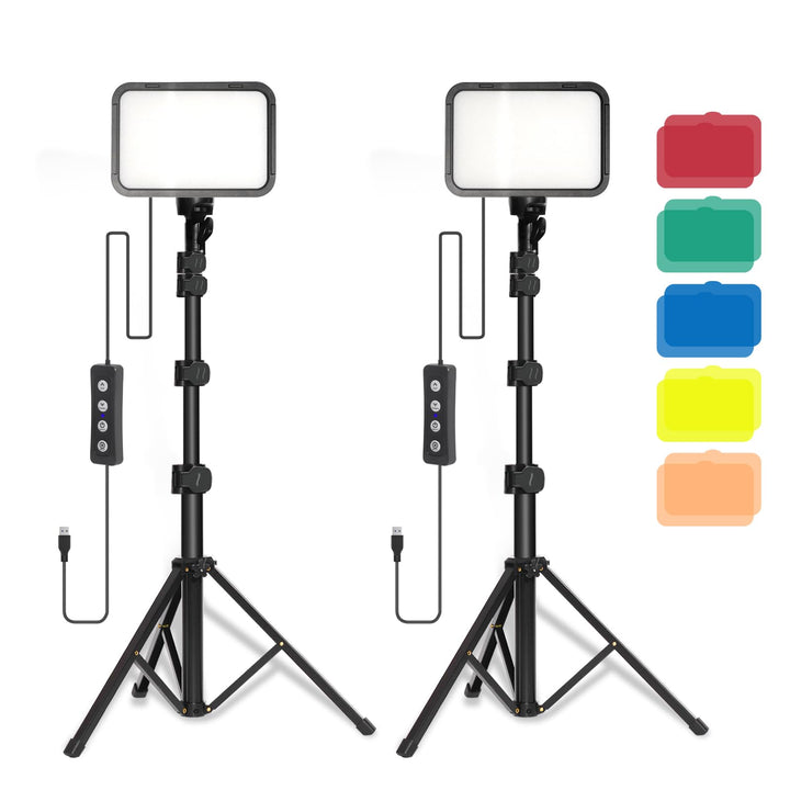 Stynice LED Videoleuchte - USB Studio-Beleuchtungsset mit verstellbarem Stativ und Farbfiltern für Y
