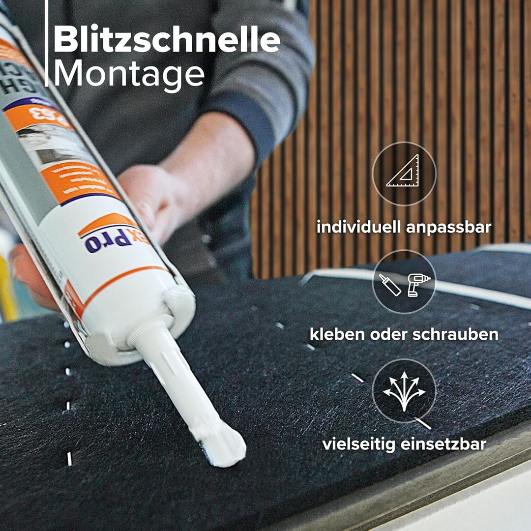 HEXIM Akustikpaneele 2 Stück 140x30cm Holz Grande - Wandpaneele Platten Lamellen Holzpaneele Echthol