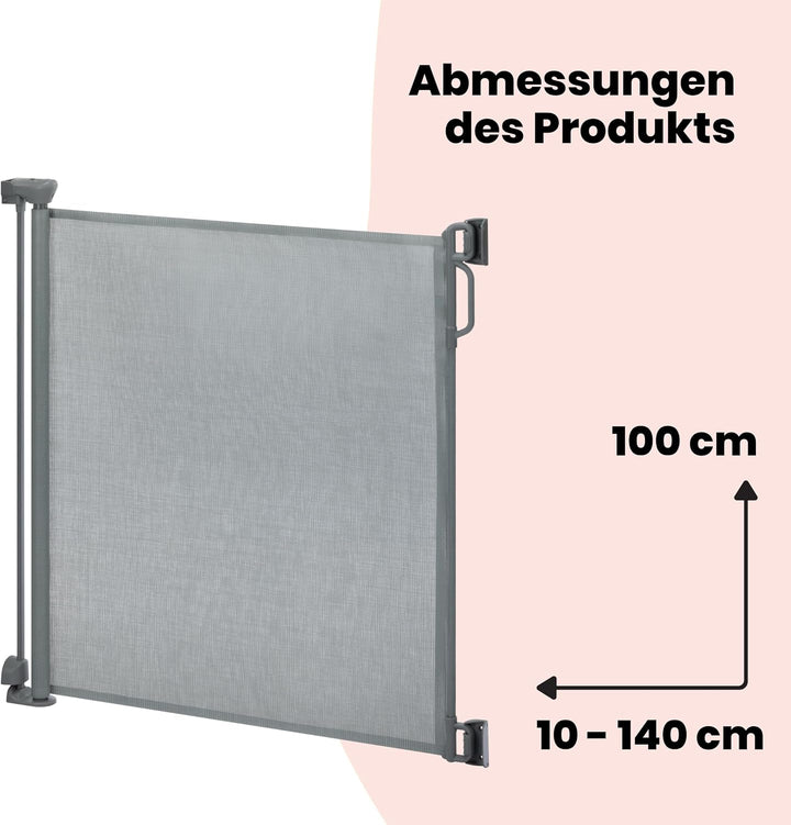 Safety 1st Treppenschutzgitter Ausziehbar, Babygitter 140 cm, Light Grey